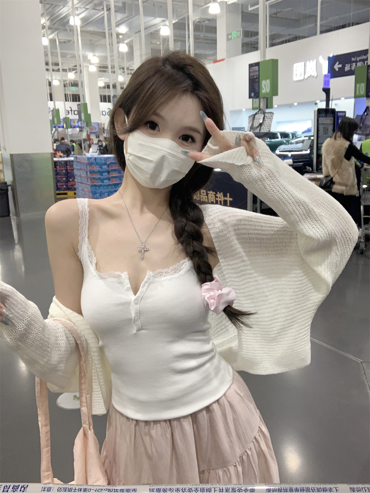 實拍 春夏韓版純欲蕾絲拼接紐扣溫柔內搭純棉吊帶背心T恤上衣
