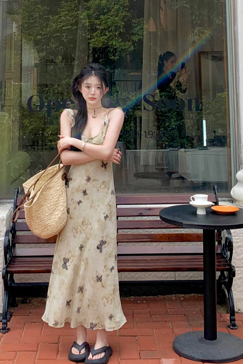 Real shot Korean sweet style lace dress