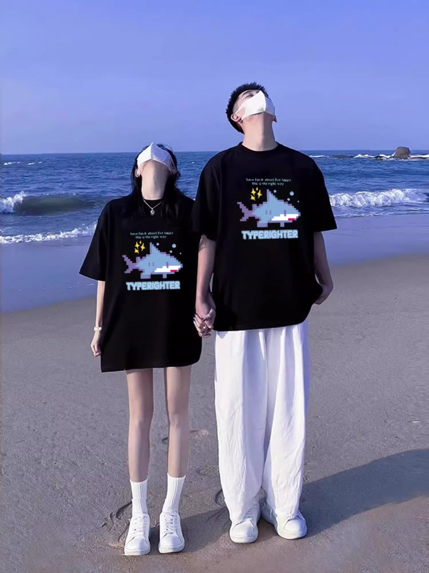 高級感夏季網紅衣服超火圓領T恤2024新款短袖ins夏裝特別的情侶裝