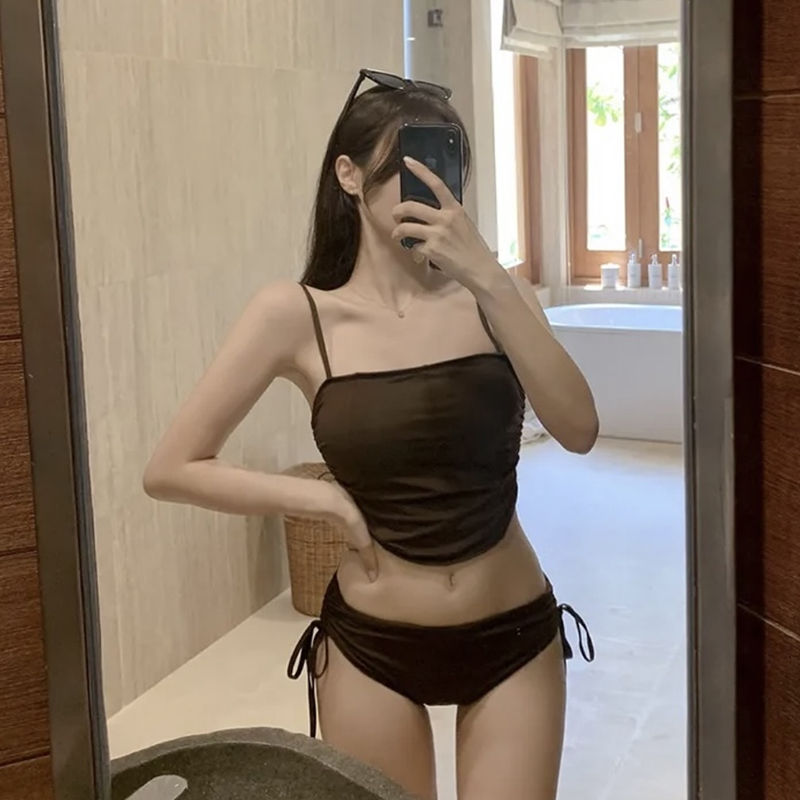 新款韓國東大門比基尼性感露背時尚綁帶多色款分體泳衣女