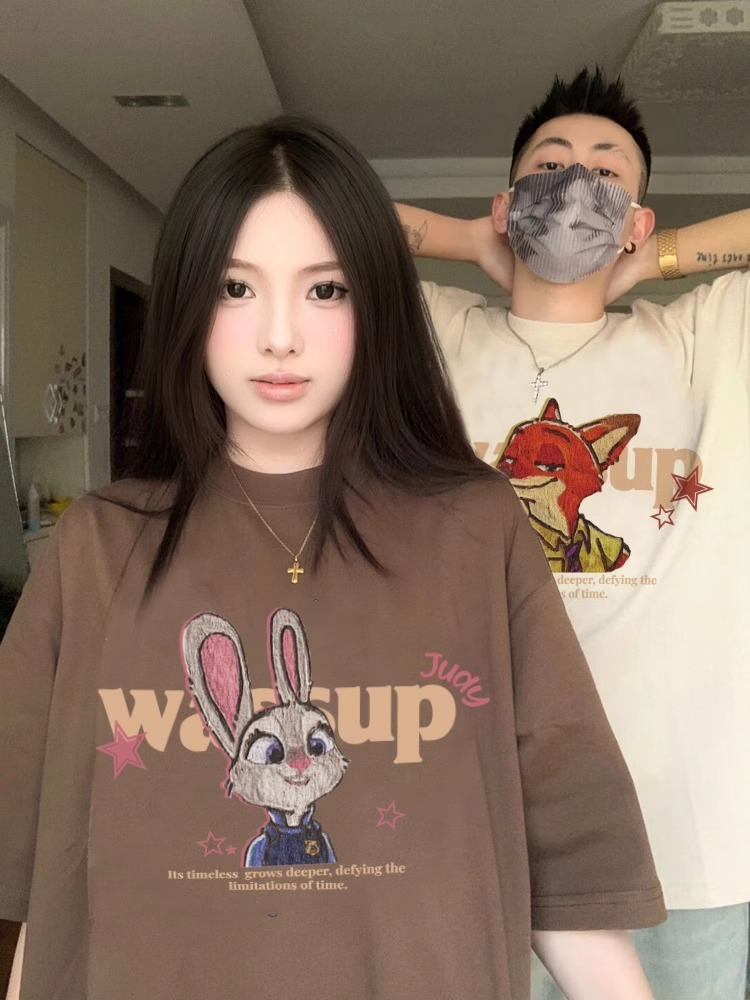 情侶裝T恤2024新款潮牌夏季衣服寬鬆圓領夏裝短袖ins高級感半袖女