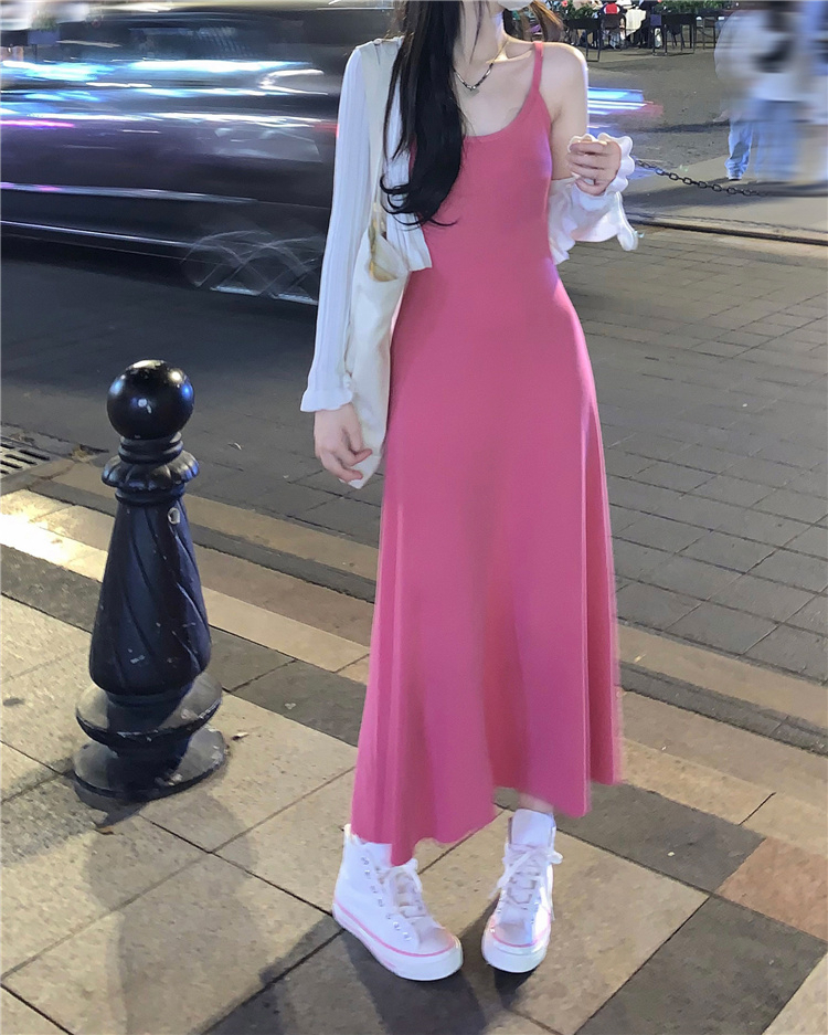 連衣裙女夏季新款外穿辣妹chic收腰修身內搭氣質長裙