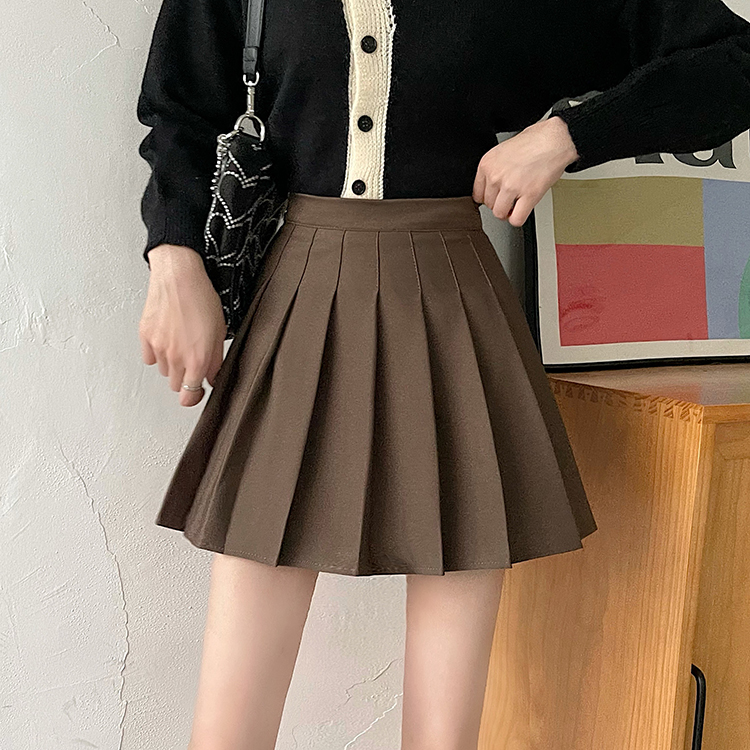 鬆緊款百褶裙女加長JK制服裙子百搭半身裙春夏秋季短裙子設計感