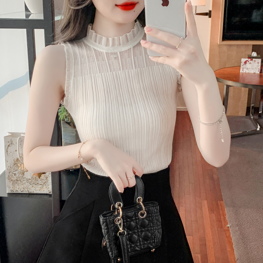 2024 summer sweater suspender organza patchwork sweater vest