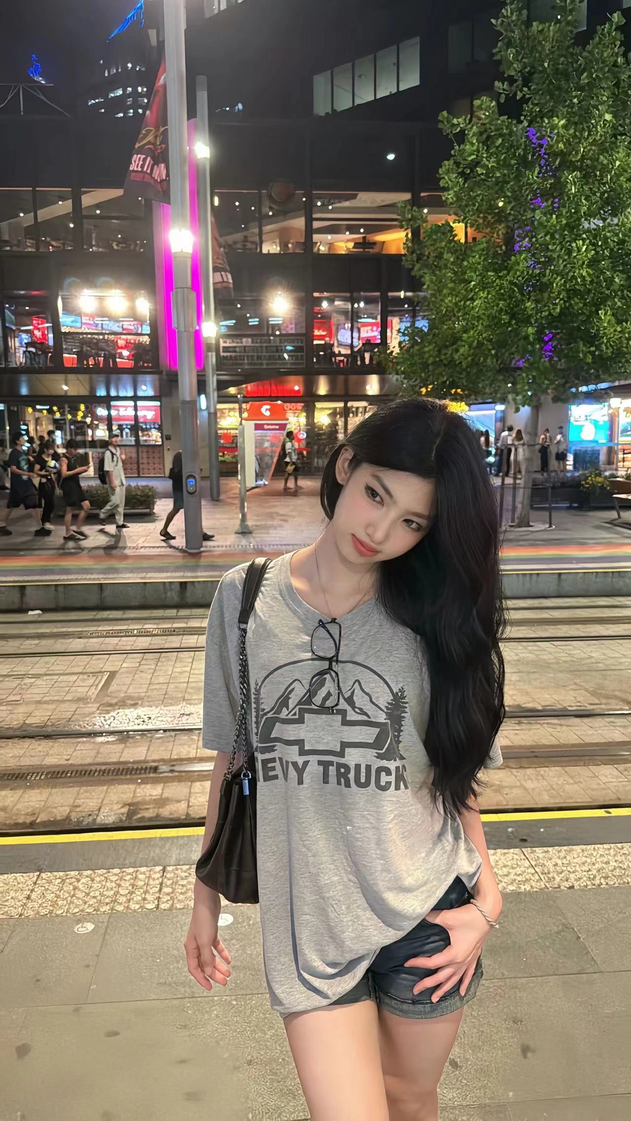 高質量純棉220克精梳緊密手感好直播品質前印花短袖t恤女