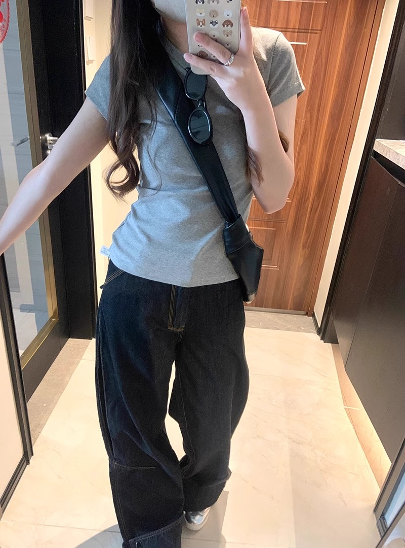 純棉210克40支奧代爾帶彈力直播品質 純色 修身短袖t恤女