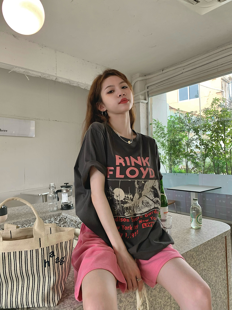 實拍 字母已改 寬鬆復古美式RS搖滾印花短袖T恤