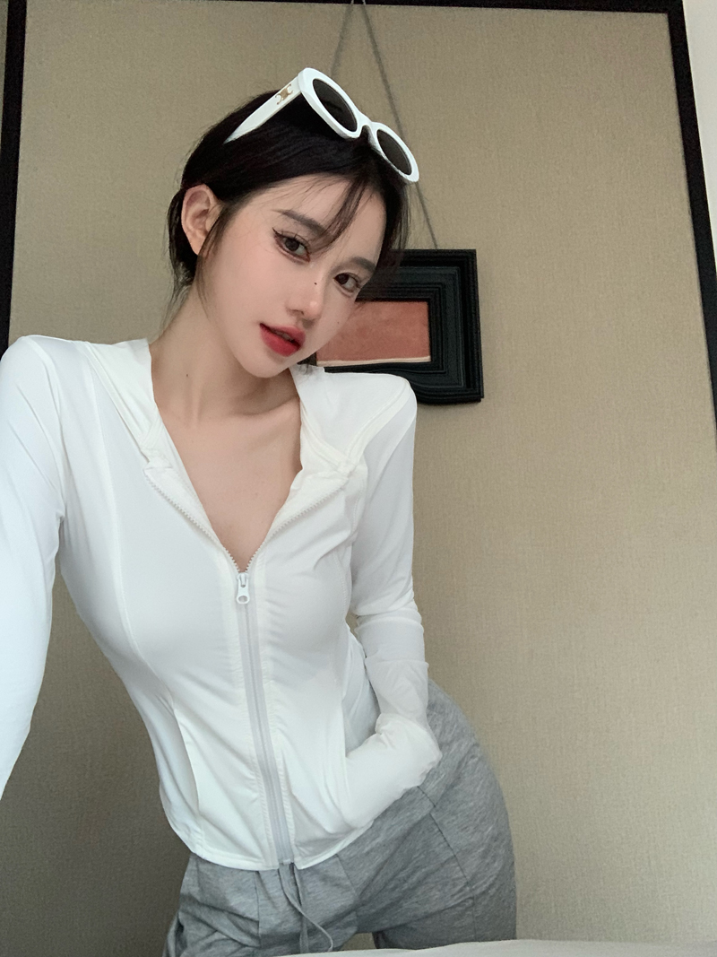 韓版冰絲防曬衣女夏季薄款透氣修身顯瘦休閒外套超修身純色長袖