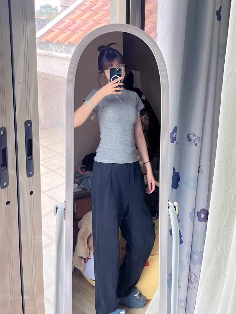 純棉210克40支奧代爾帶彈力直播品質 純色 修身短袖t恤女