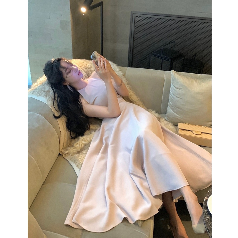 從一時刻繁花立體裁剪紅色連衣裙女春中長款超大擺a字裙禮服