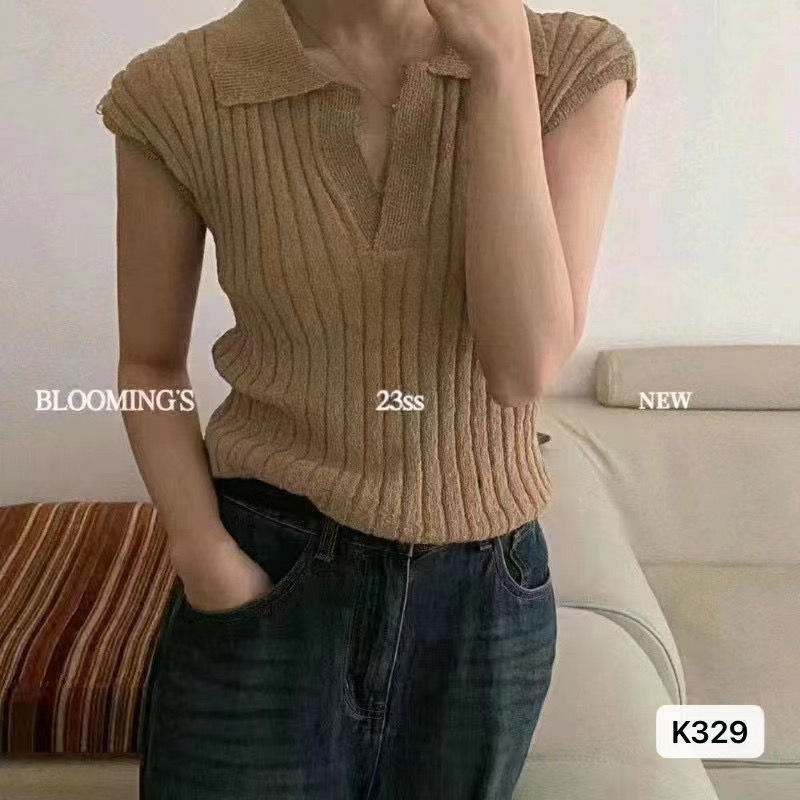 2024 new summer style Korean style fashionable and stylish Polo collar pit strip sleeveless top for women