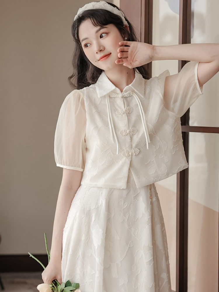 新中式改良旗袍國風套裝連衣裙女裝夏季2024漢服設計感裙子小個子