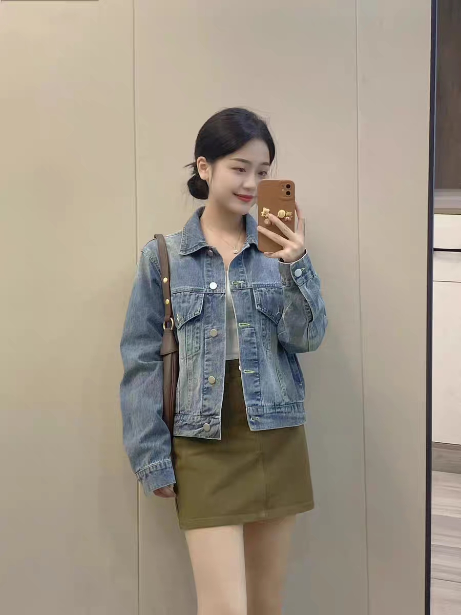 美式復古牛仔外套女2024年春秋新款設計感時尚休閒寬鬆長袖上衣潮