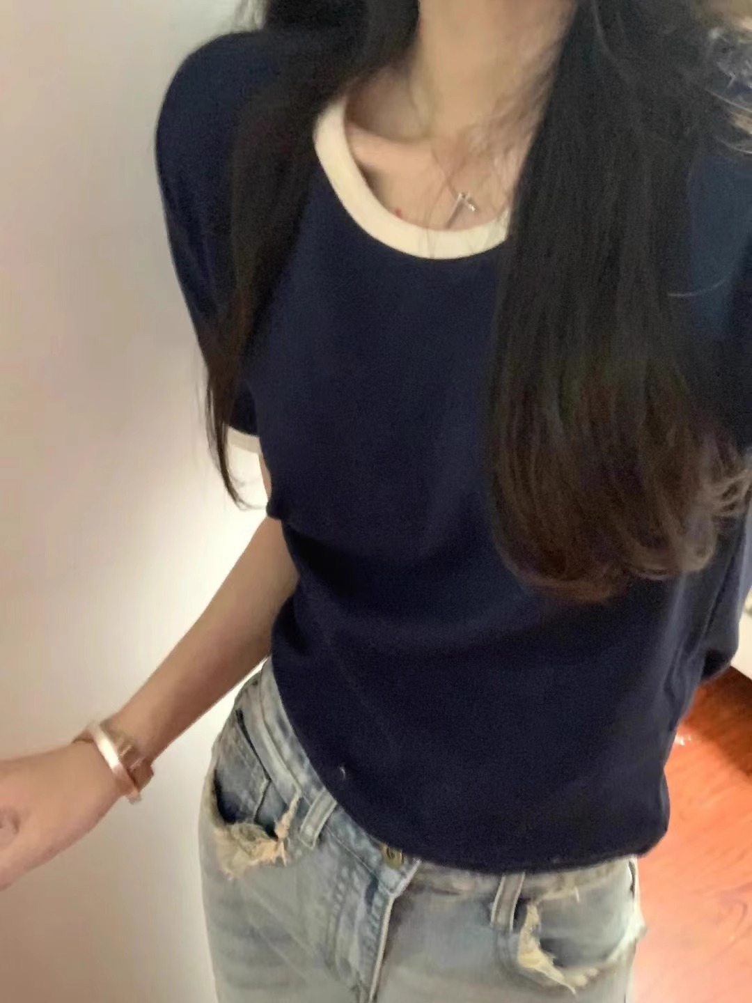 官圖 92棉/8氨綸40支210g純棉 短袖T恤女潮彈力上衣