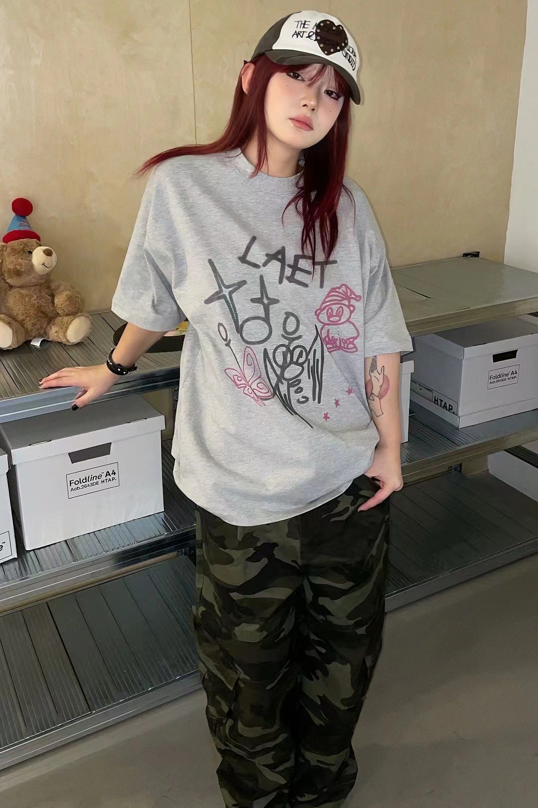 高質量純棉220克精梳緊密手感好直播品質前印花短袖t恤女
