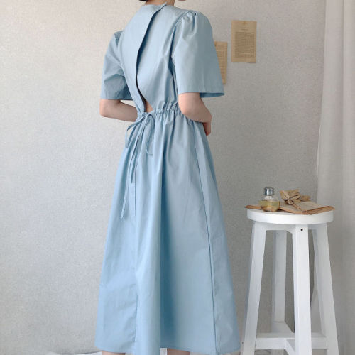 尺寸已更新 韩国chic 韩系夏季小心机露背时尚设计感收腰连衣裙