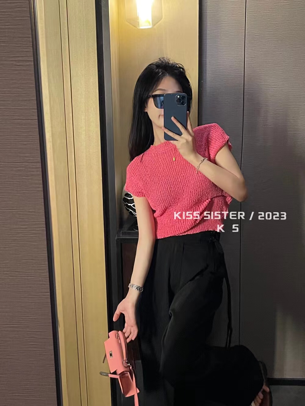 KISS SISTER 2024十三行春夏新款韓版簡約百搭舒適顯瘦短袖針織衫