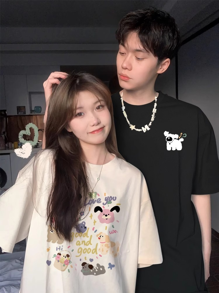超火不一樣高級感早春情侶裝潮牌夏裝t恤短袖2024新款純棉女衣服