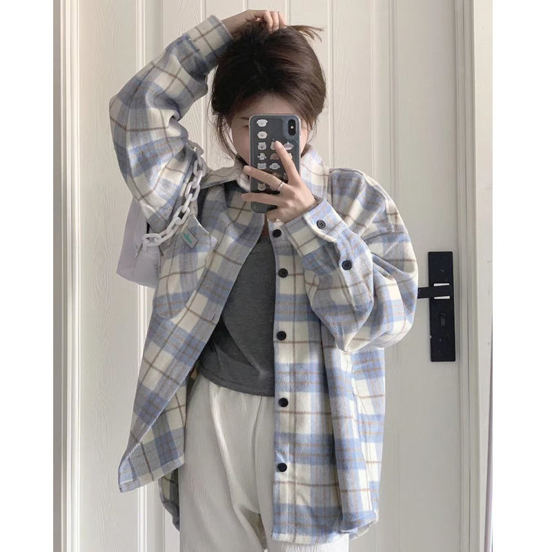 秋裝襯衫2024新款女夏款防曬襯衣外套設計感小眾藍色條紋法式上衣