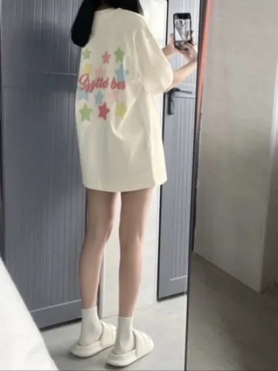 200克100%棉高緊密賽洛紡美式復古T恤女潮牌卡通純棉夏