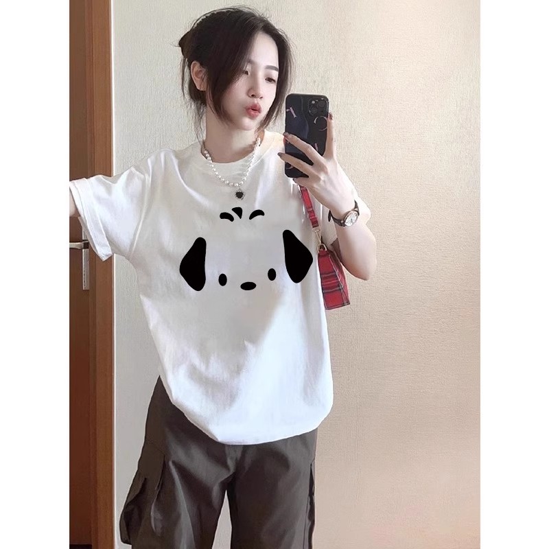 高質量純棉220克精梳緊密手感好直播品質前印花短袖t恤女
