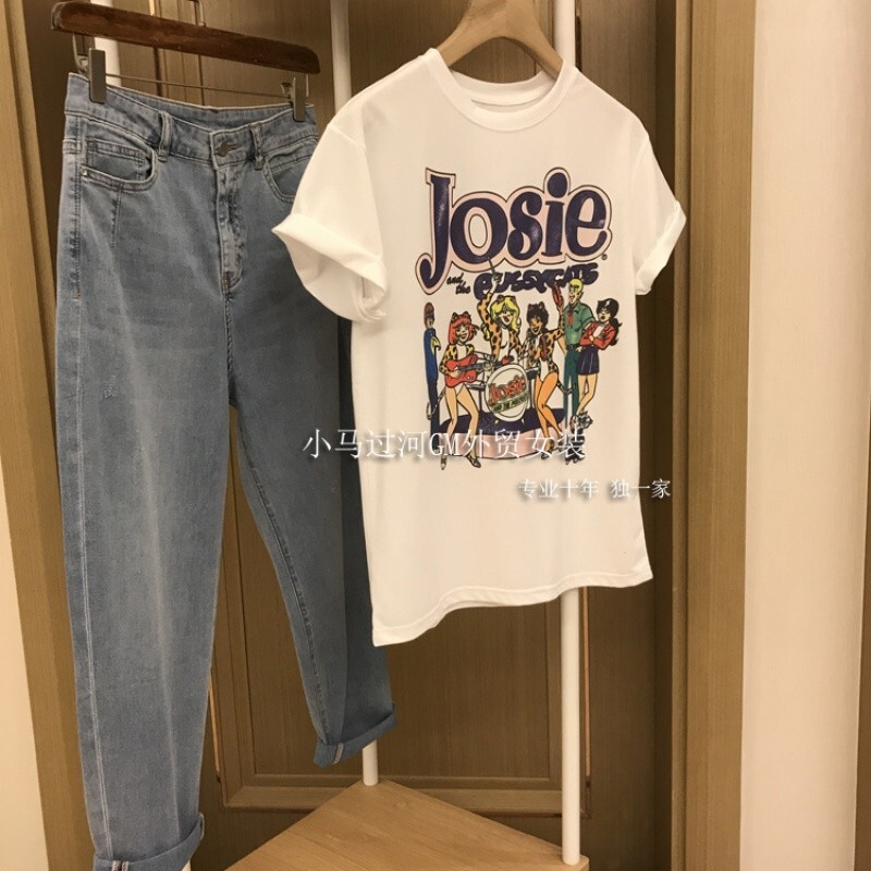 官圖 重磅/精梳純棉 後包領 有縫邊 S-XXXL 夏裝短袖T恤女