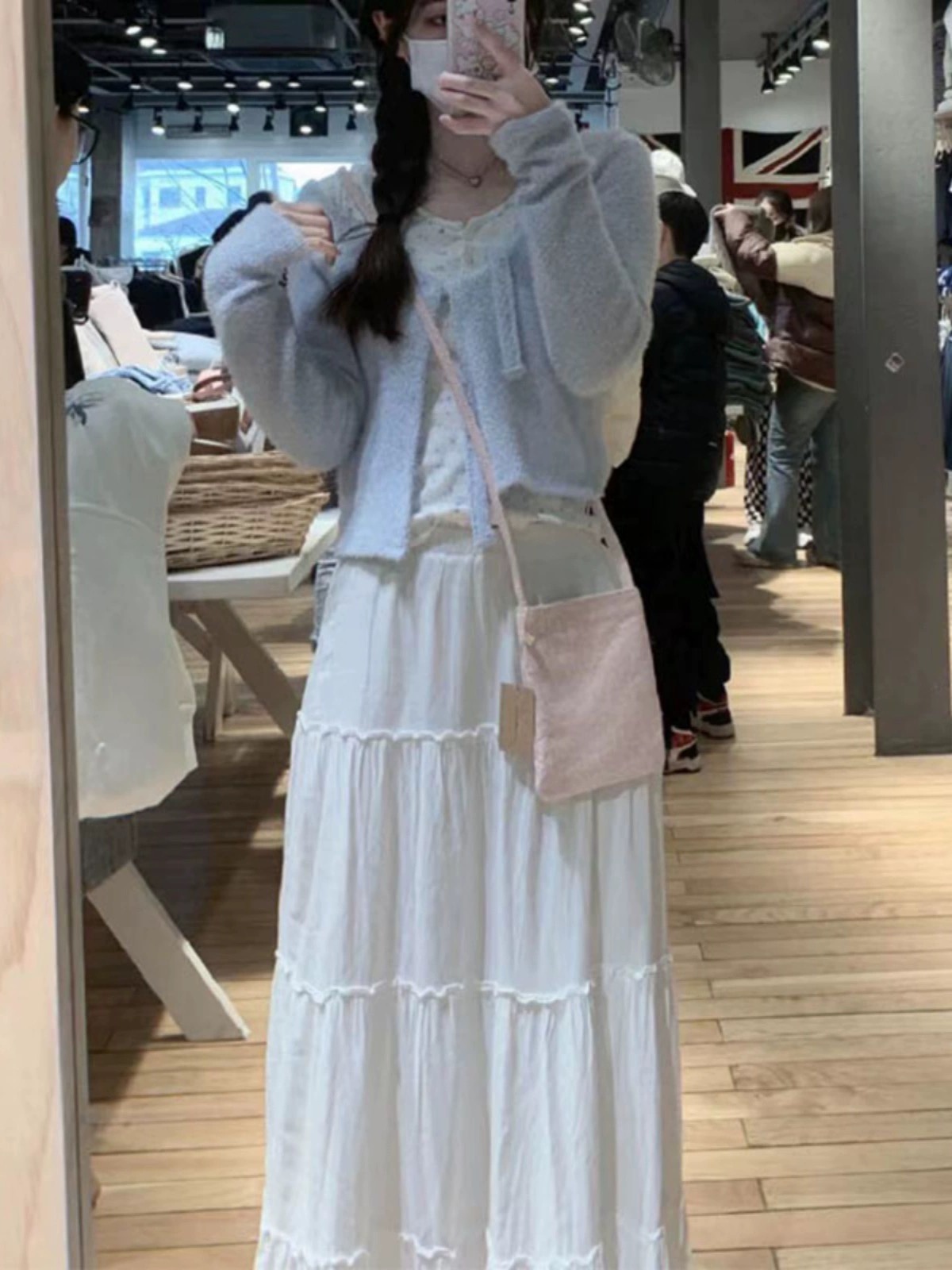 OOTD BM女裝歐陽娜娜同款半身裙 高腰lizzy skirt荷葉邊a字裙傘裙