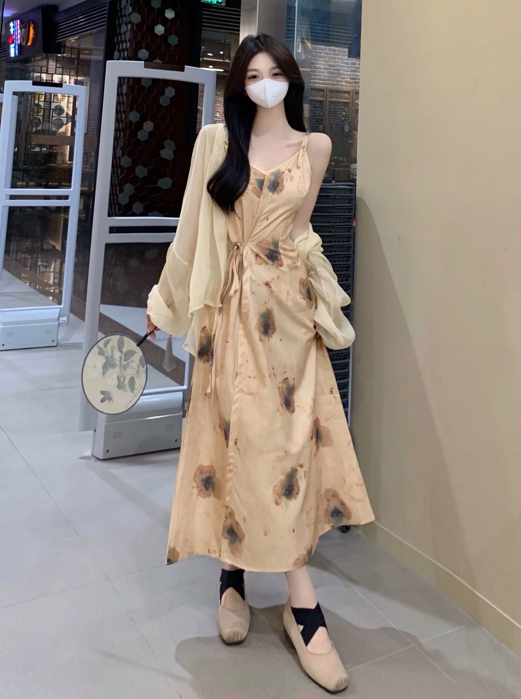 實拍~ 新中式國風裙子印花吊漢元素夏新款溫柔風兩件套
