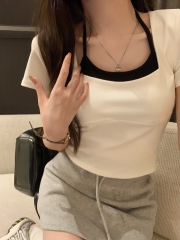 Photographed 40 pieces of pure cotton 2024 summer dress with irregular pure cotton regular shoulder short-sleeved women's camisole