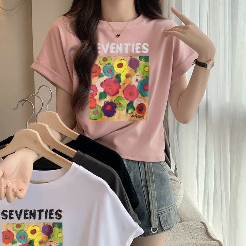 Actual shot of 2024 summer new style fat mm plus size dopamine wear letter printed hot girl kink T-shirt versatile and trendy