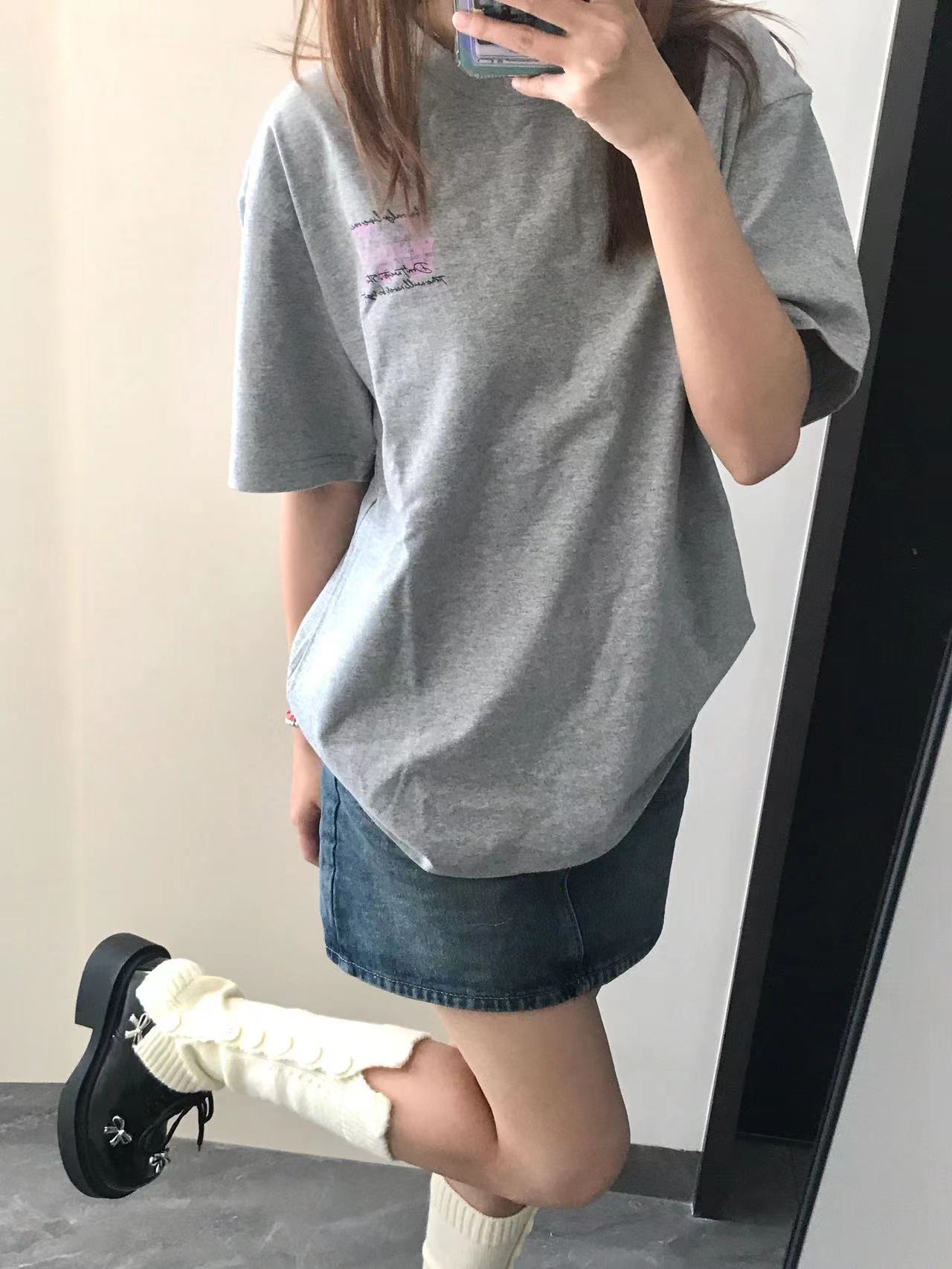 高質量純棉220克精梳緊密手感好直播品質前後印花短袖t恤女