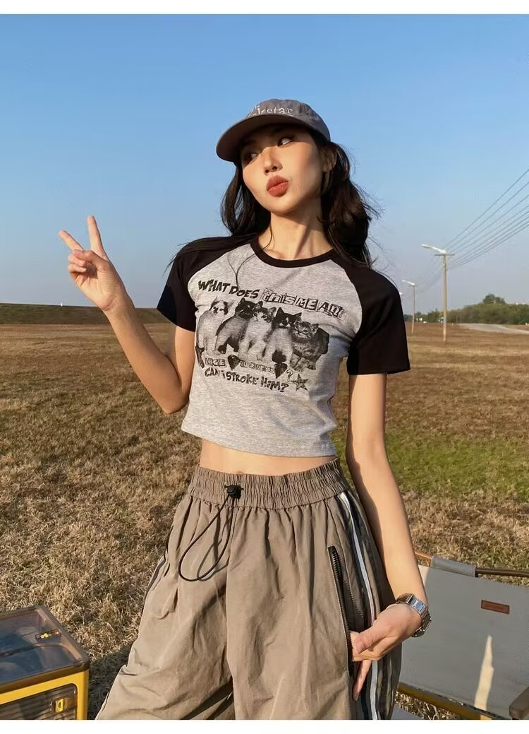 26支純棉拉架短袖T恤女2024夏季新款寬鬆休閒百搭上衣