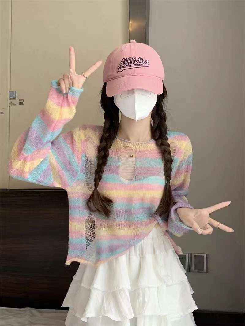 上衣薄款彩條時尚款