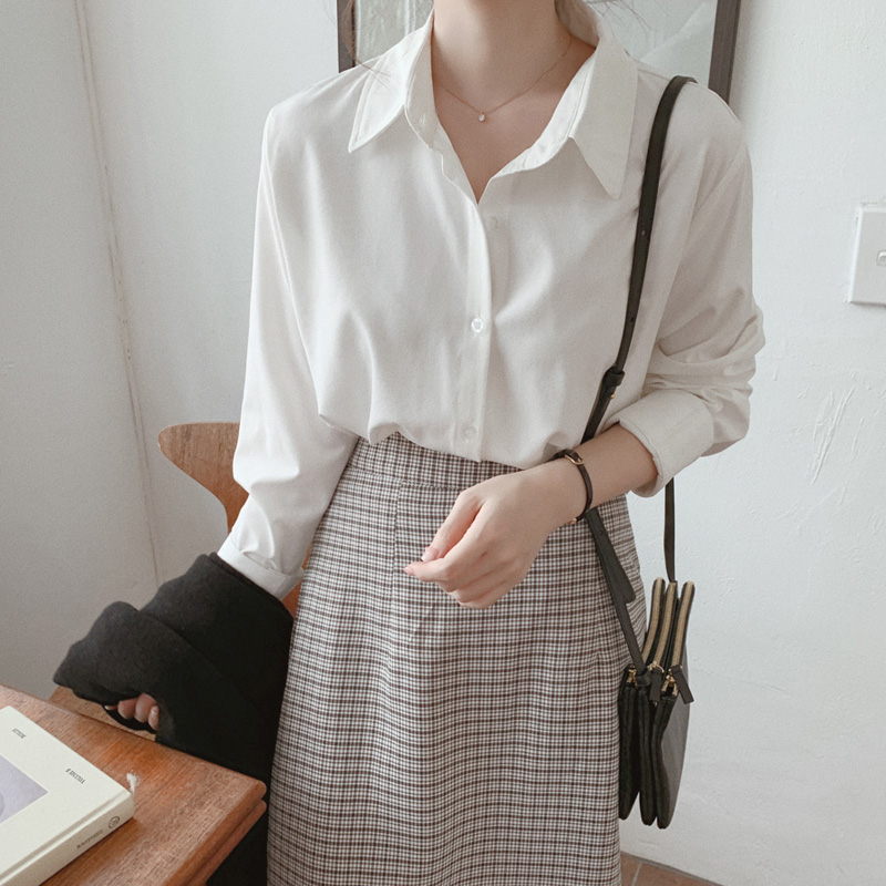襯衫女秋款百搭白色2024春裝新款雪紡襯衫女設計感小眾上衣女