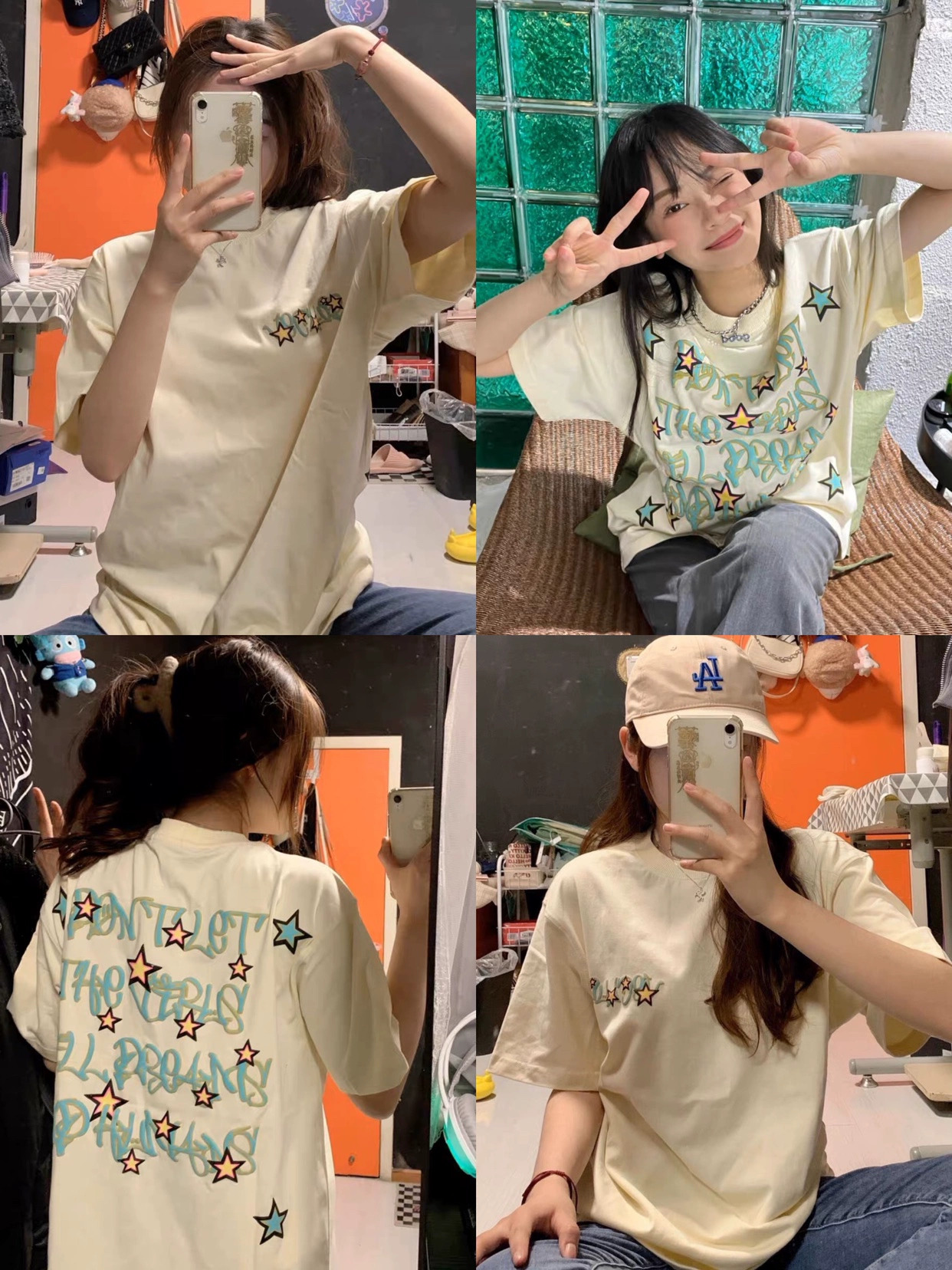 官圖 重磅/精梳純棉 後包領 有縫邊 S-XXXL 夏裝短袖T恤女
