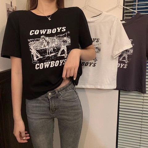 復古印花短款短袖T恤女夏裝新款韓版設計感少女修身學生上衣