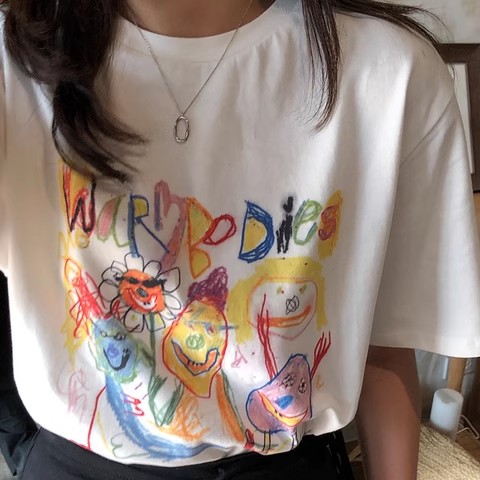 白色短袖女韓版寬鬆半袖T恤女2024新款夏季百搭打底衫上衣