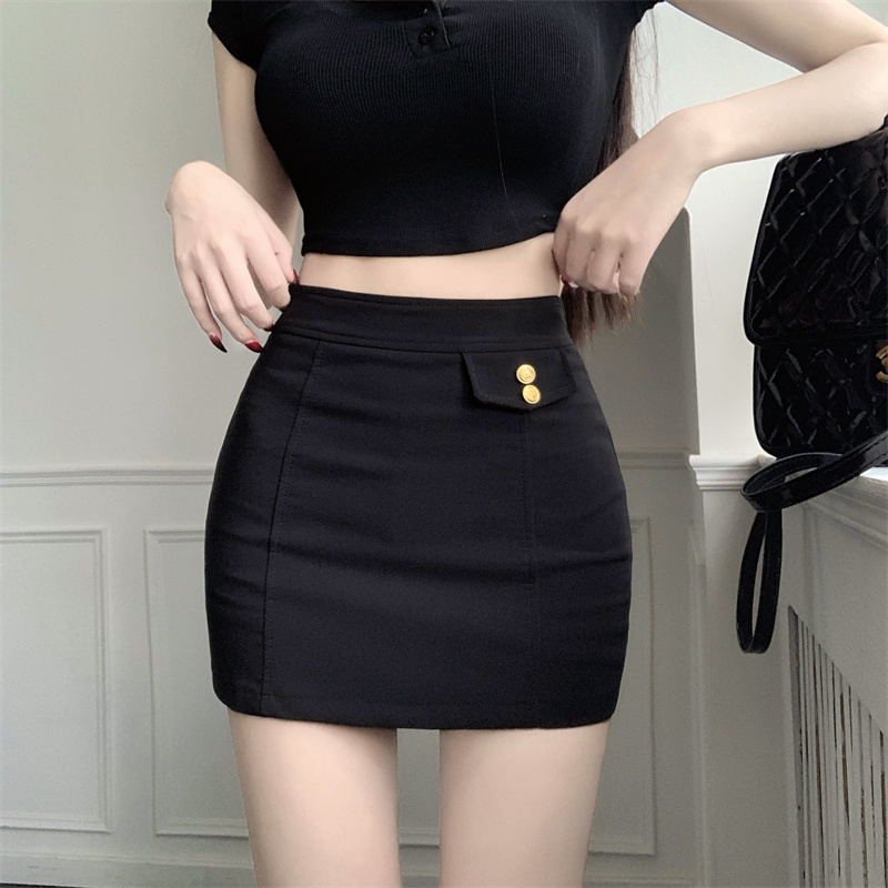 實拍春夏高腰辣妹半身裙百搭顯瘦彈力包臀短裙