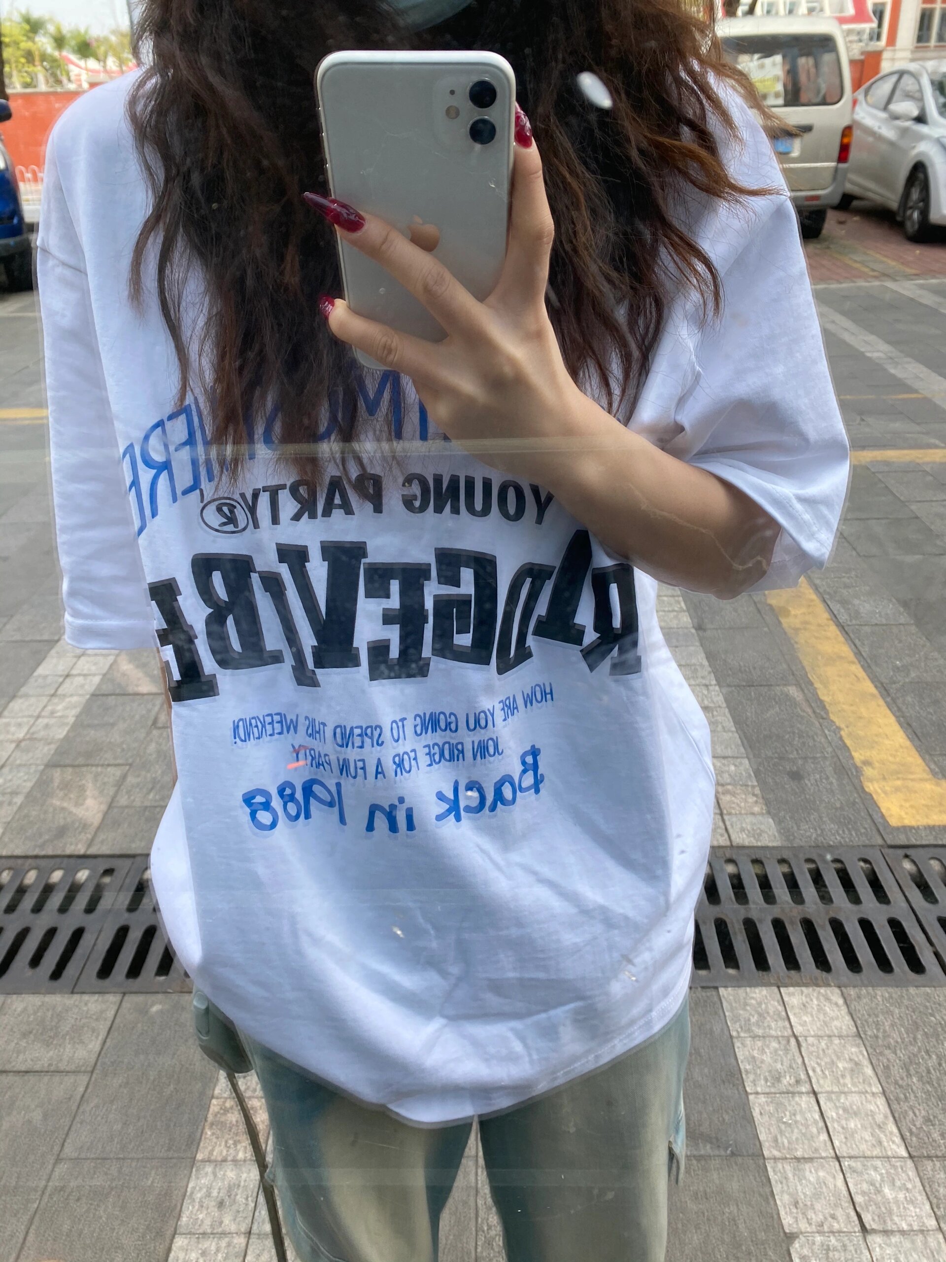 高品質純棉200克精梳緊密100%棉直播同品前印花寬鬆短袖t恤女