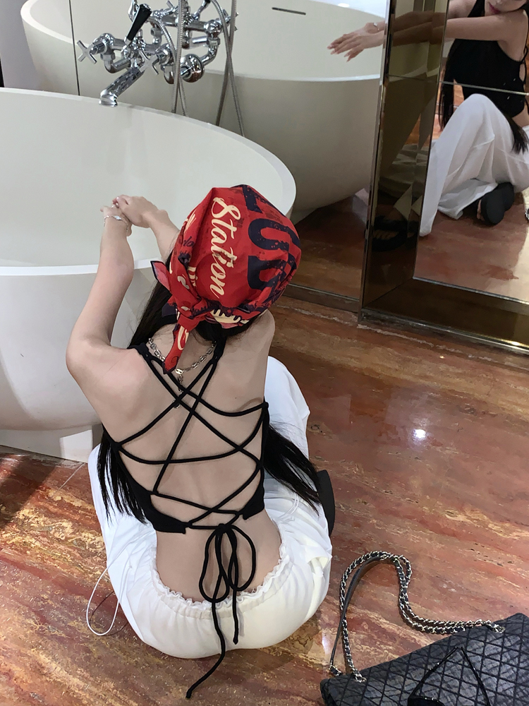 已出貨 夏季新款甜辣妹露背綁帶純欲吊帶背心女修身顯瘦短款上衣
