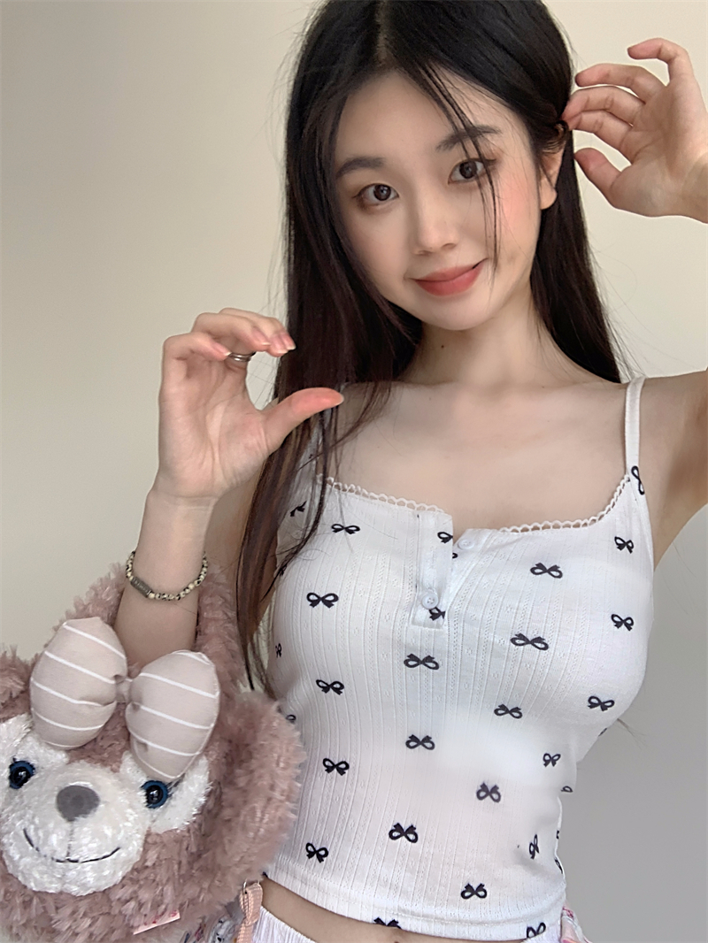 實拍   純欲百搭蝴蝶結蕾絲吊帶