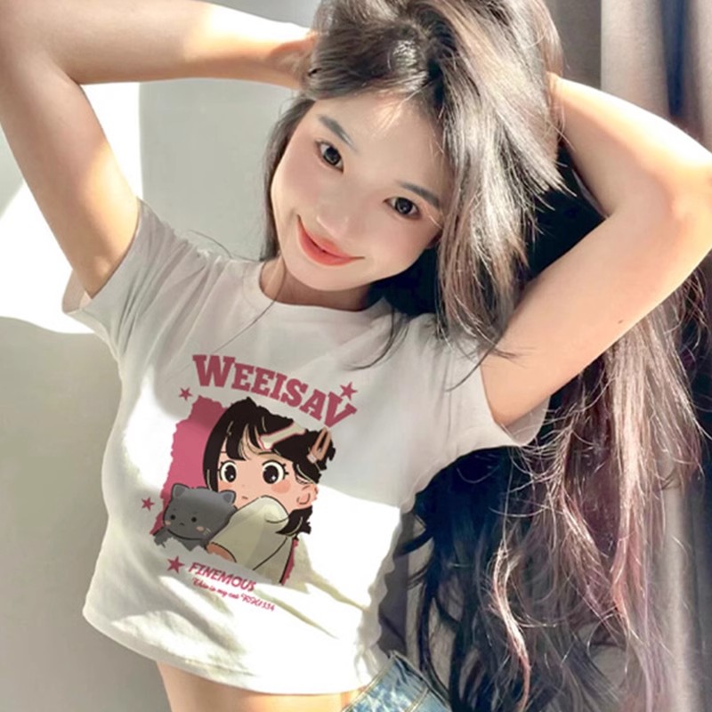 1*1純棉 高彈力美式夏季純欲辣妹短款修身小眾設計感別致上衣