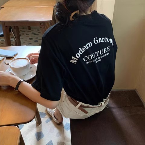t恤女學生短袖上衣夏季新款韓版寬鬆百搭字母半袖體恤女潮