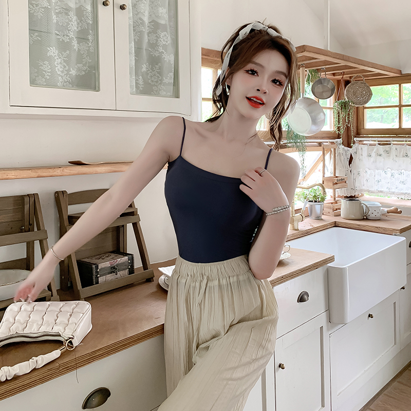 實拍 吊帶女夏內搭帶胸墊文胸一體美背打底外穿抹胸上衣