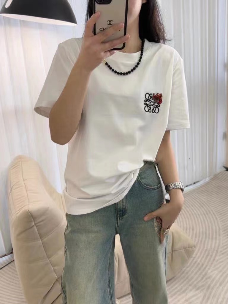 短袖T恤女2024春夏新款刺繡韓版寬鬆中長款時尚洋氣打底上衣