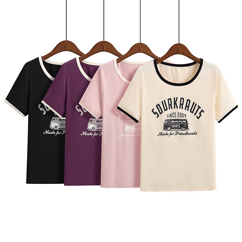 Actual shot of 2024 new summer clothes for fat mm, American design, slimming letter print, hot girl short-sleeved T-shirt, versatile and trendy