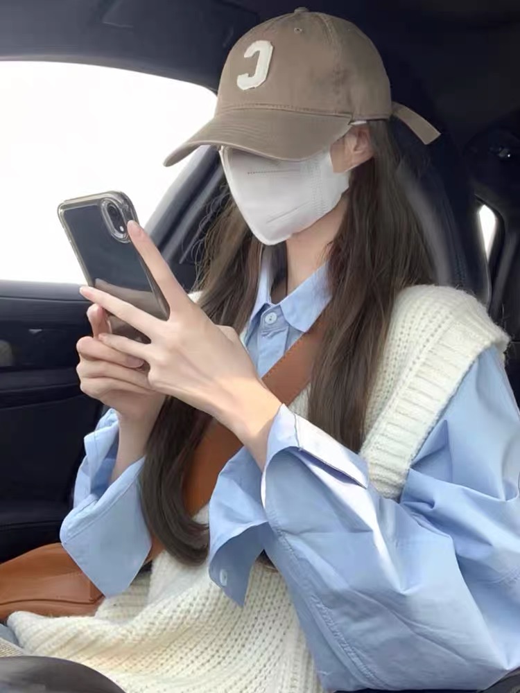 春裝搭配一整套減齡鹽系風格小個子時尚顯高網紅襯衣馬甲兩件套裝