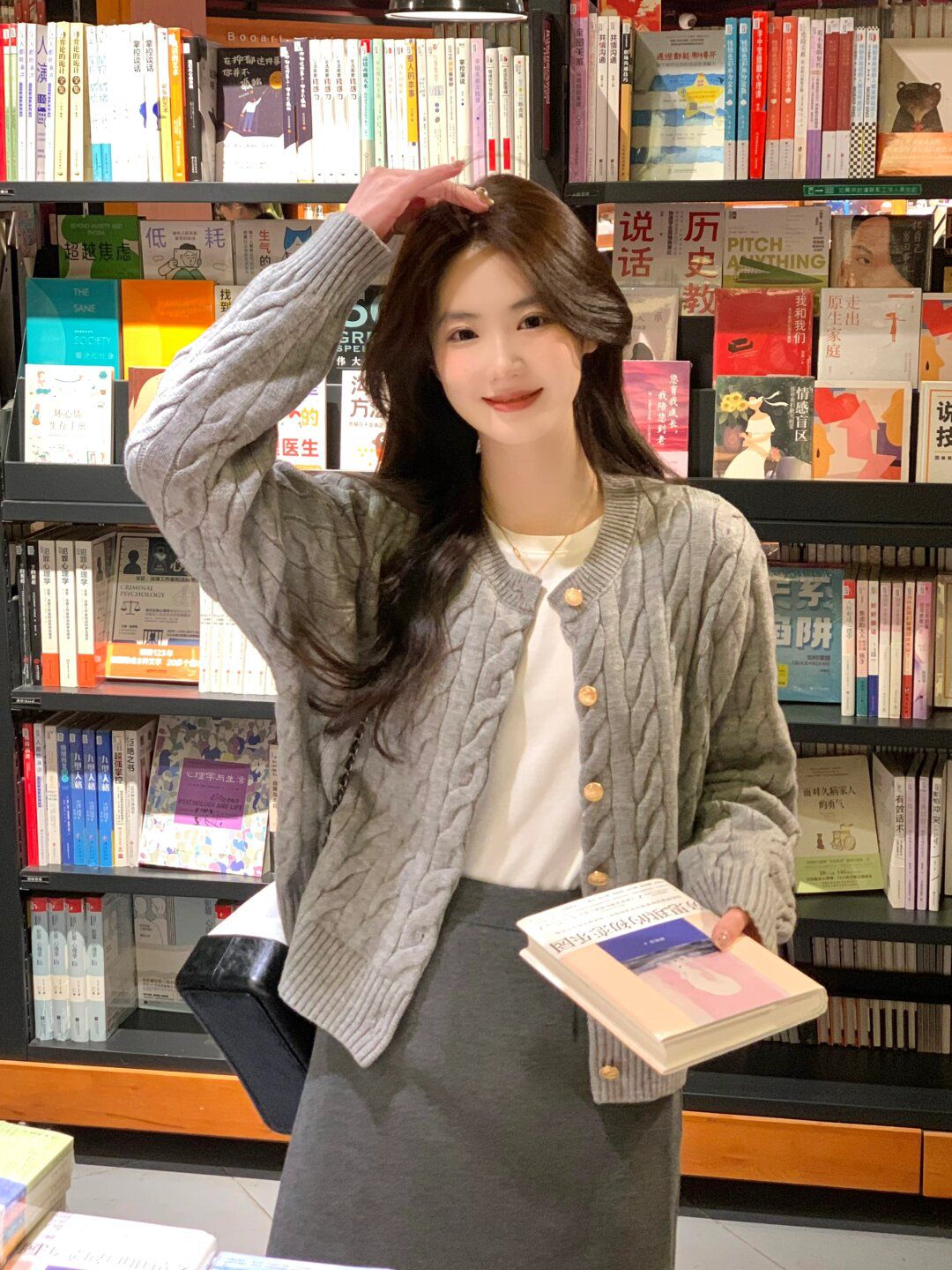 溫柔韓系灰色麻花針織開衫毛衣外套秋冬女小個子寬鬆短款長袖上衣