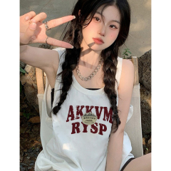 Wine-Red Vest with Butterfly Design | Sleeveless T-Shirt for Women | Summer French-Style Tank Top | Dope and Sweet Chic Jazz-Inspired Trendy Top