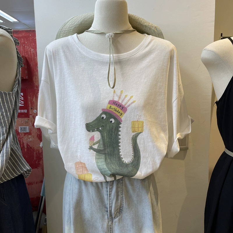 官圖 重磅/精梳純棉 後包領 有縫邊 S-XXXL 夏裝短袖T恤女